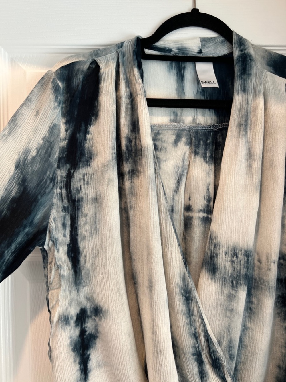 Swell Blue, Black & White Tie-Dye Surplice Blouse - Picture 7 of 7